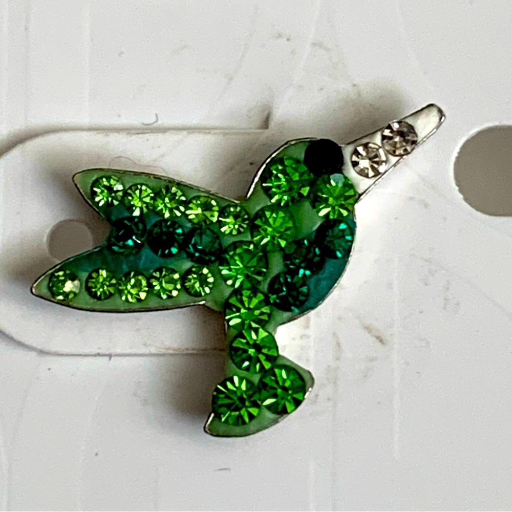 GIANI BERNINI Sterling Silver Crystal Green Hummingbird Stud Earrings - Picture 5 of 8